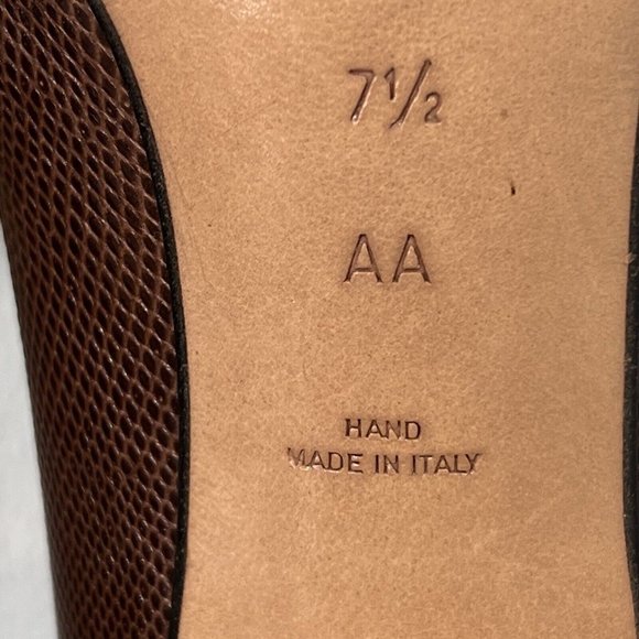 Vintage Walter Steiger Heels Pumps Sz 7.5 AA Brown Embossed Leather Handmade Ita - Picture 9 of 14